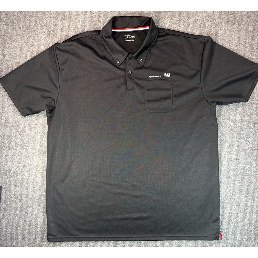 New Balance Japan 5L Black Performance Polo Shirt Mens 3XL  JDM Pocket